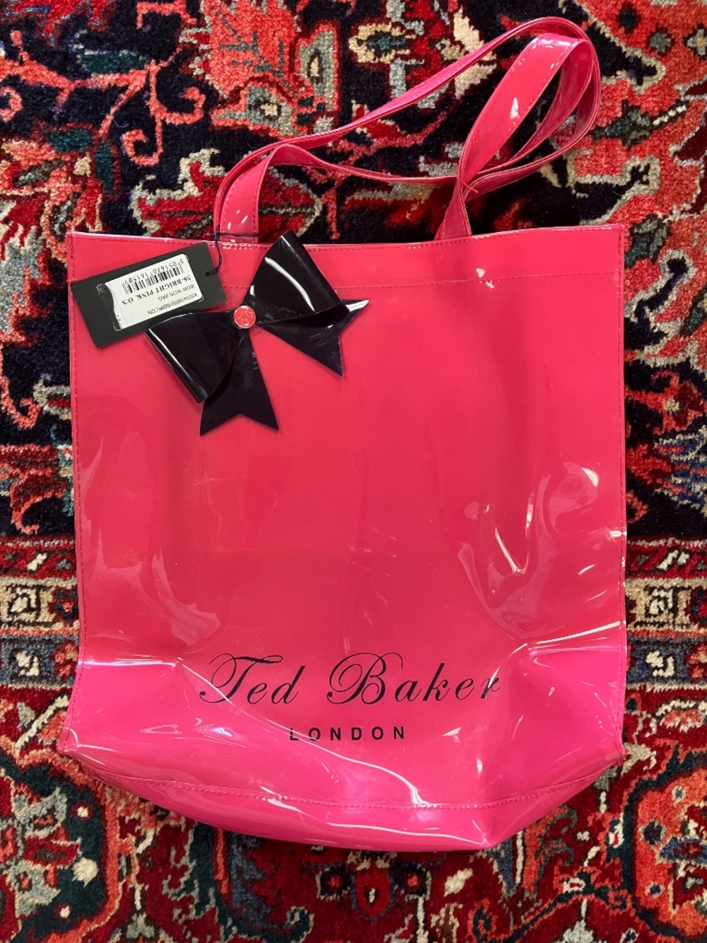 NEW Ted Baker London UK Fuchsia Pink Plastic Tote Bag